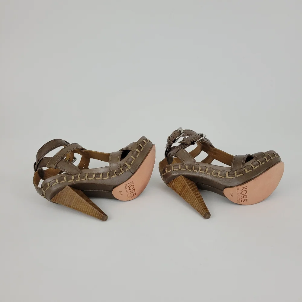Michael Kors Brown Chunky Heeled Sandals